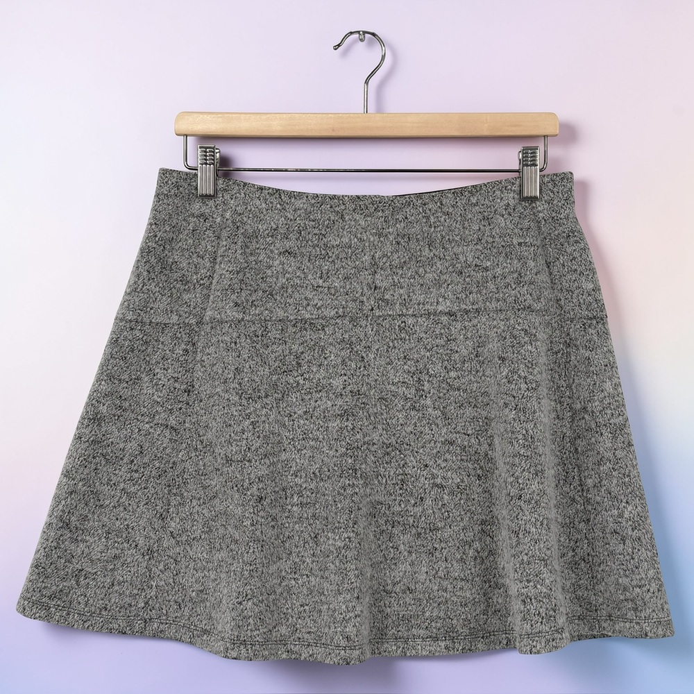 Loft Petites Grey Wool Blend Textured A-Line Mini Skirt MP